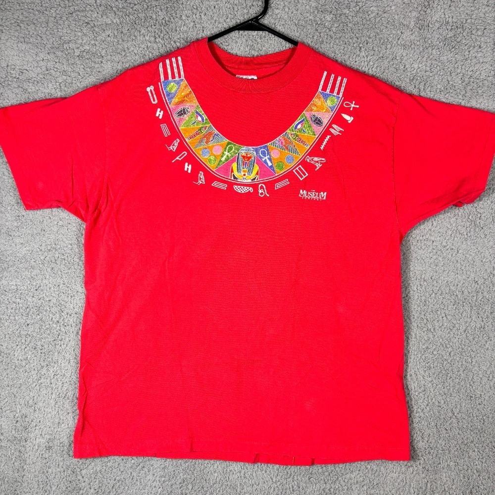 Hanes Egyptian T-Shirt‎ Museum Company Graphic Tee Red Cotton XL
